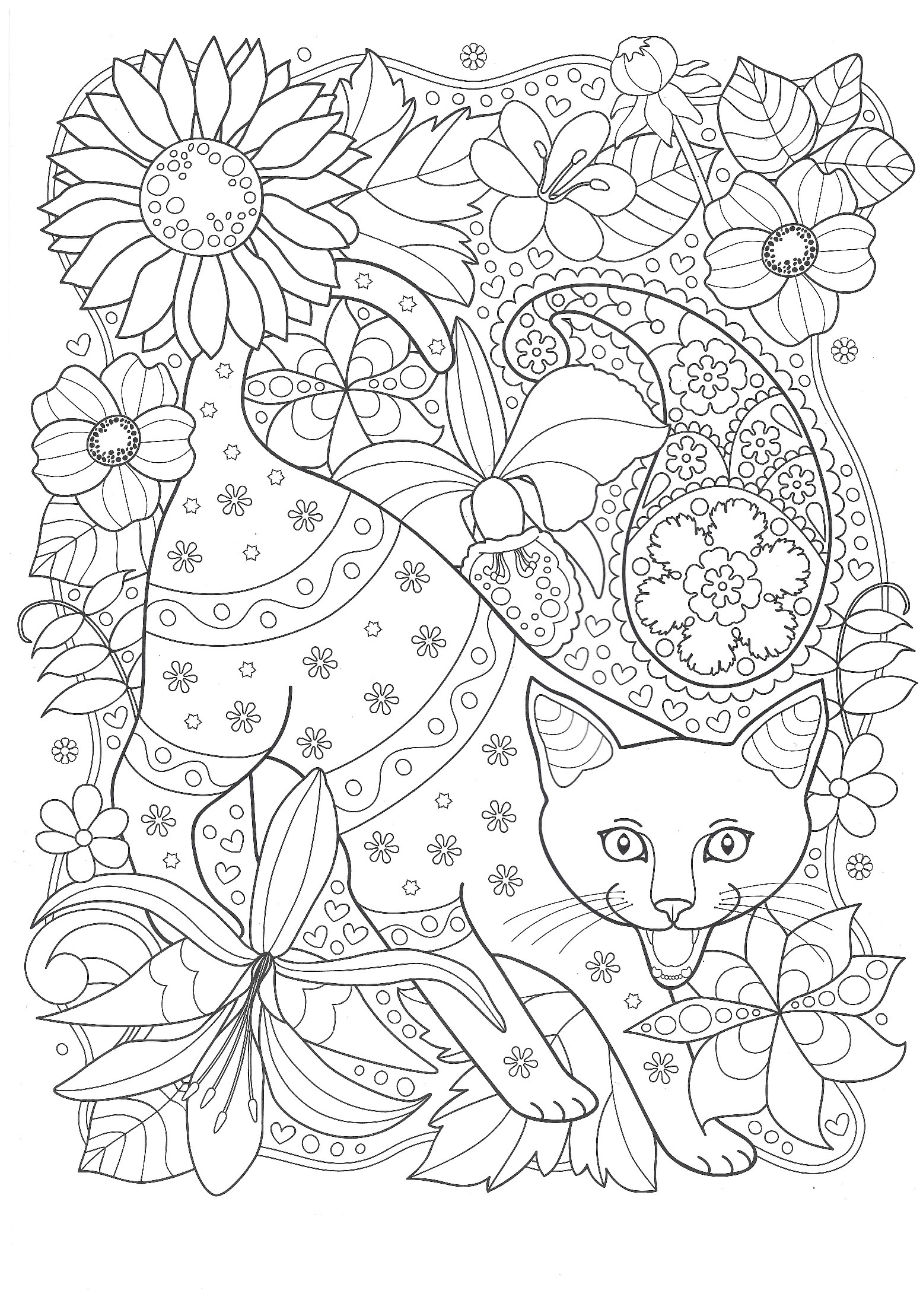Кот в цветах