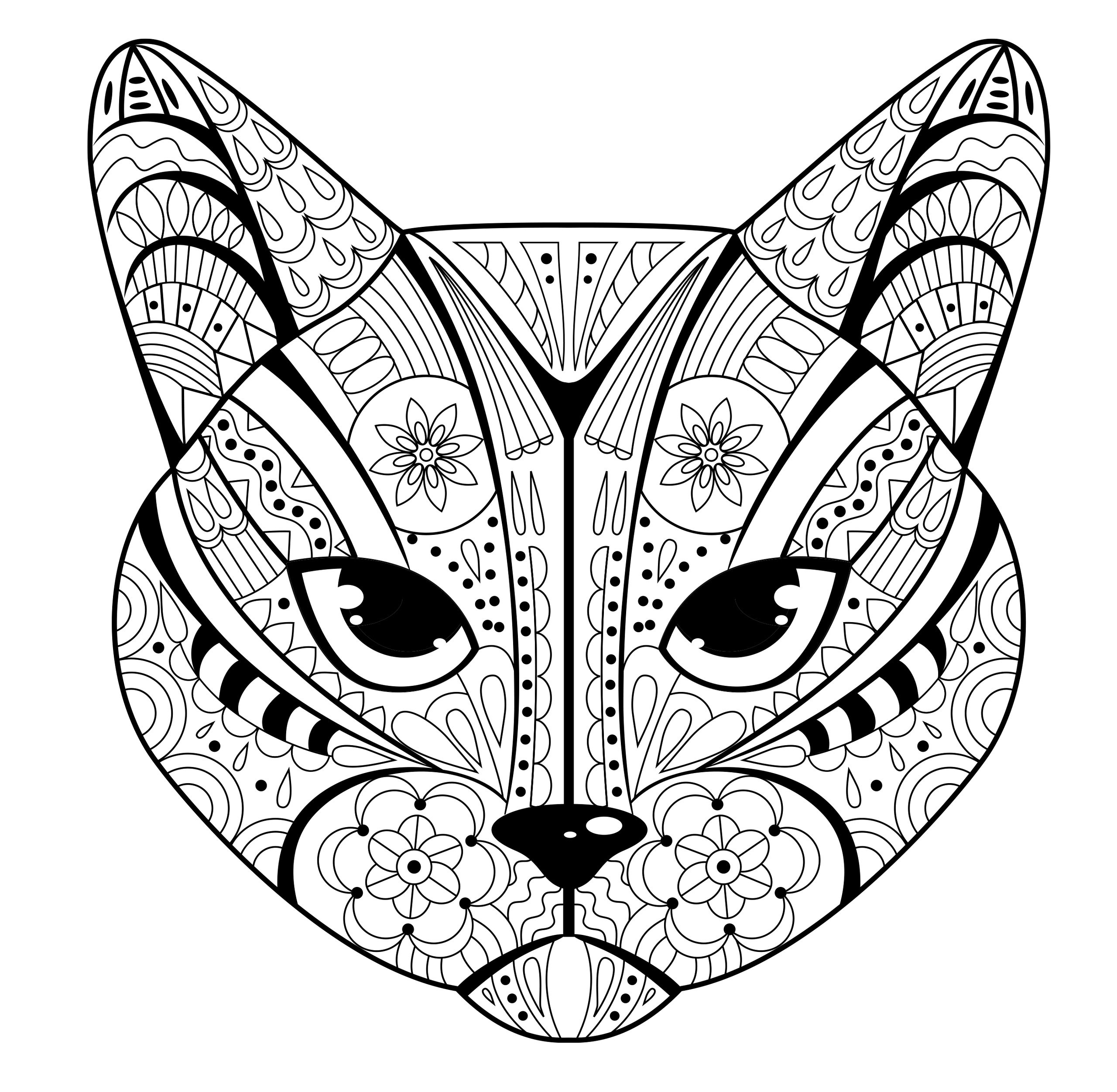 Морда кота с этническим рисунком